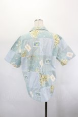 画像2: WONDERFUL WORLD / 雛菊ブーケ柄パッチワーク半袖シャツ  サックスＸ白 I-26-08-03-033-LO-BL-SA-ZI (2)