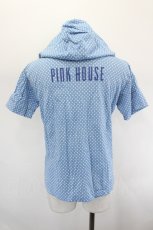 画像2: PINK HOUSE / ドット半袖フードカーディガン  サックスＸ白 I-26-08-03-034-LO-TO-SA-ZI (2)