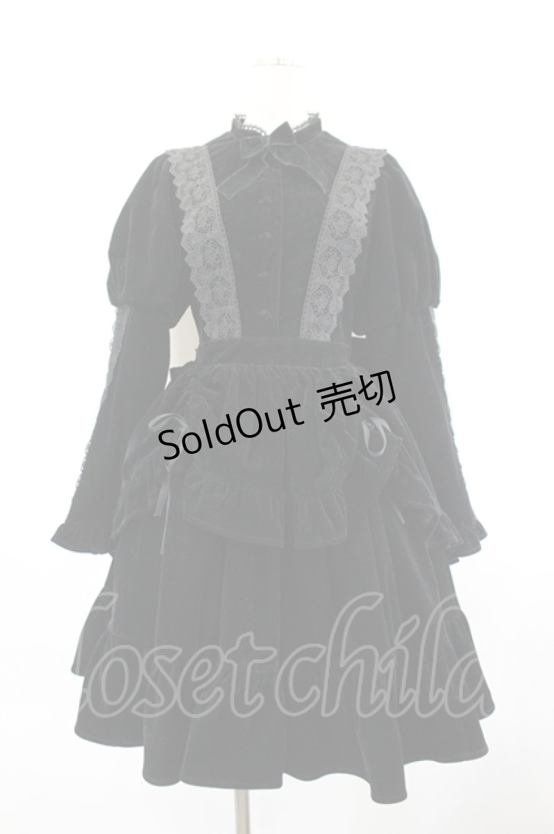 画像1: axes femme kawaii / ベルベットドールワンピース M 黒 I-26-08-03-059-AX-OP-TE-ZI (1)