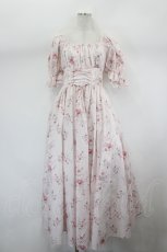 画像1: Etoile Miel / Misaローズプリントパフスリーブワンピース L 淡桃 I-26-08-03-064-LO-OP-TE-ZI (1)