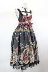 画像4: Royal Princess Alice / Dark Alice Tea Party・まくらくらまコラボワンピース  黒 I-26-08-03-076-LO-OP-TE-ZI (4)