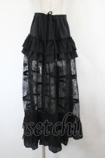 画像1: Qutie Frash / 蜘蛛メッシュクリノリン風ロングスカート  ブラック I-26-08-03-100-QU-SK-SA-ZI (1)