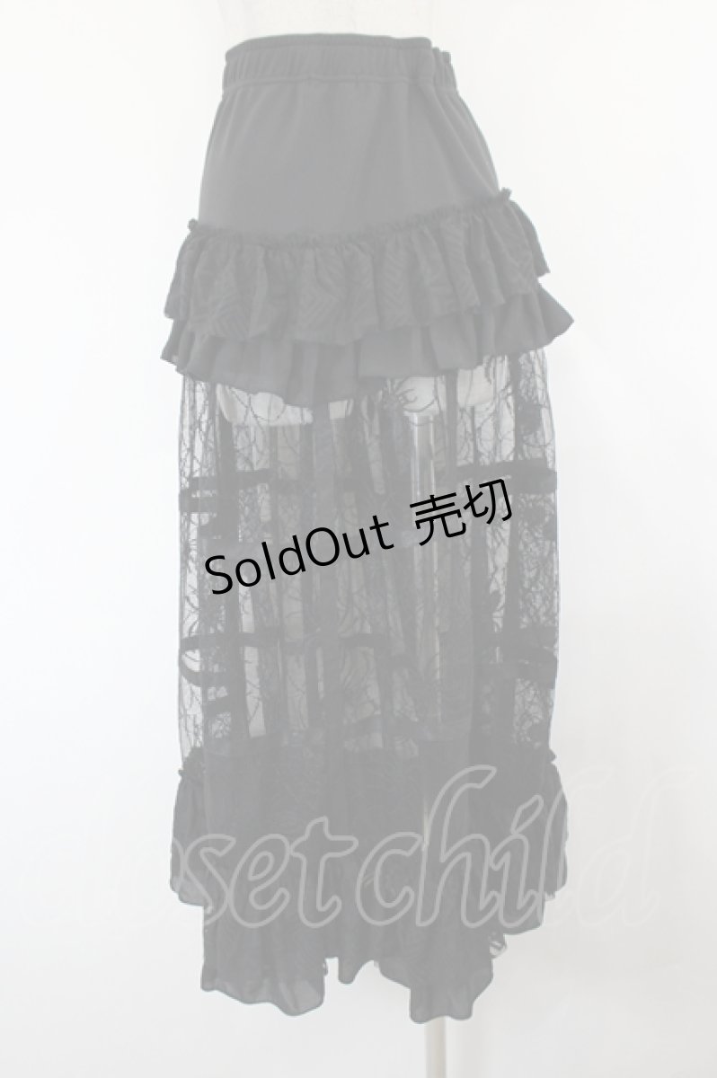 画像3: Qutie Frash / 蜘蛛メッシュクリノリン風ロングスカート  ブラック I-26-08-03-100-QU-SK-SA-ZI (3)