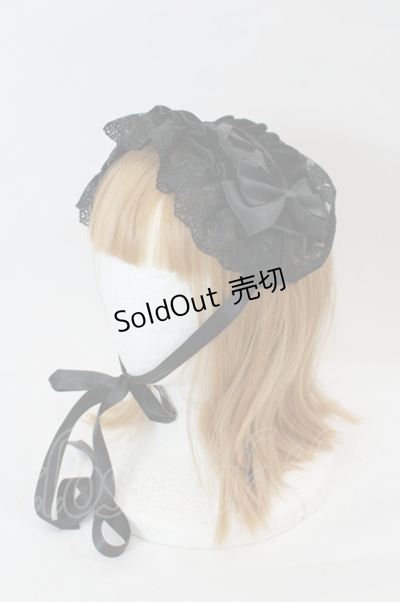 画像1: ATELIER PIERROT / Adenophora アデノフォラ ベロアヘッドドレス  黒 I-26-08-03-122-EL-ZA-TE-ZI (1)