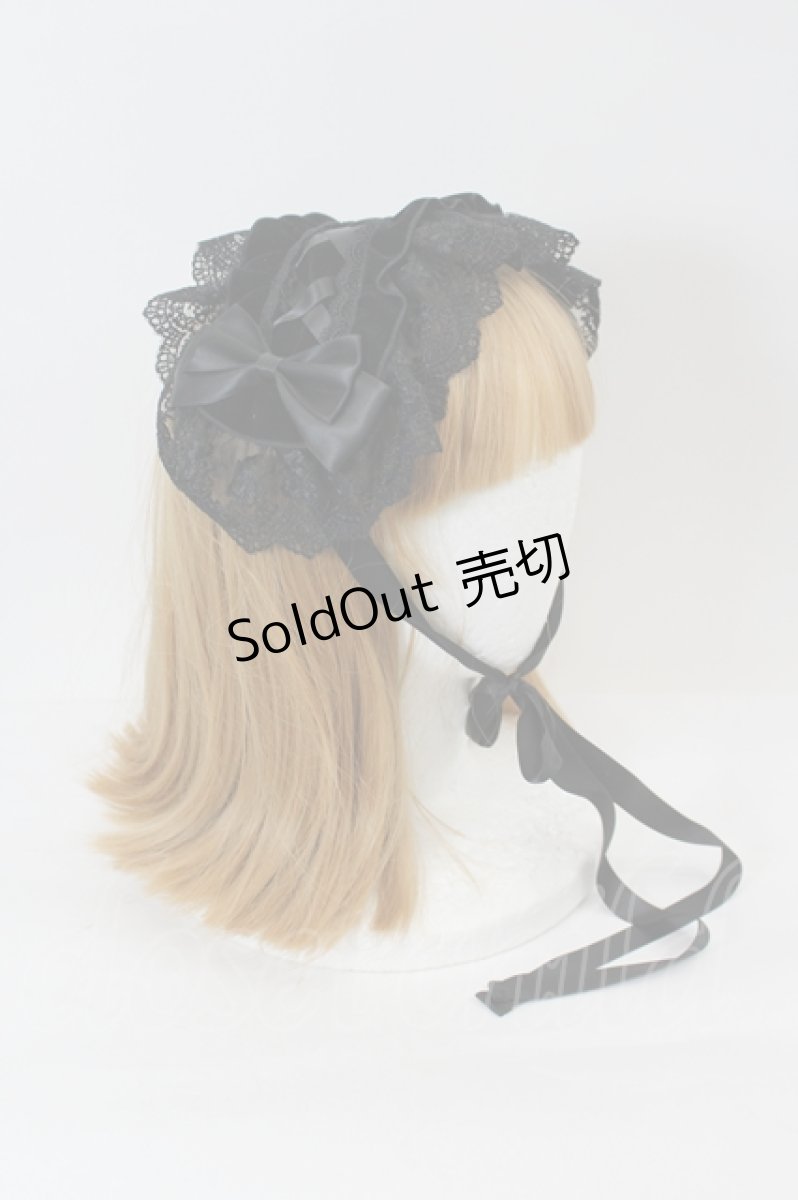 画像2: ATELIER PIERROT / Adenophora アデノフォラ ベロアヘッドドレス  黒 I-26-08-03-122-EL-ZA-TE-ZI (2)