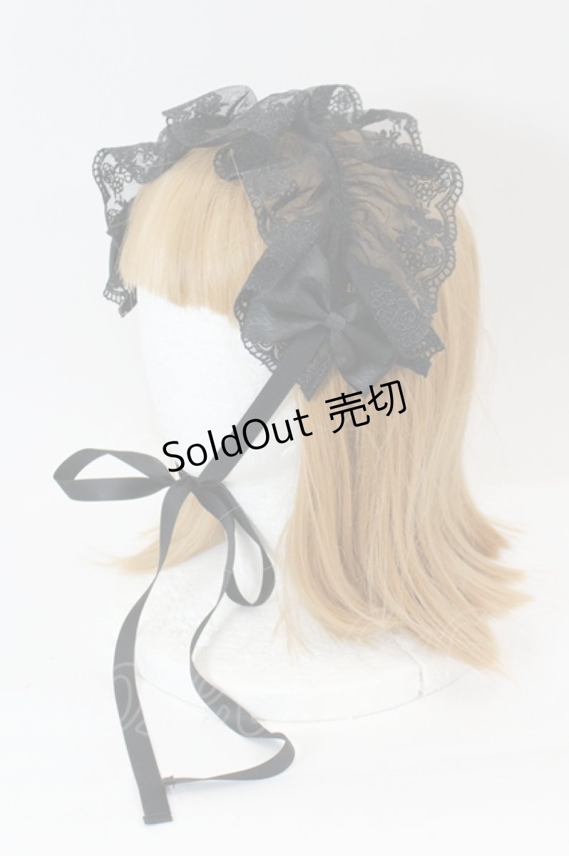 画像1: ATELIER PIERROT / レースリボンヘッドドレス  黒 I-26-08-03-124-EL-ZA-TE-ZI (1)
