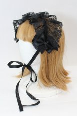 画像1: ATELIER PIERROT / レースリボンヘッドドレス  黒 I-26-08-03-124-EL-ZA-TE-ZI (1)