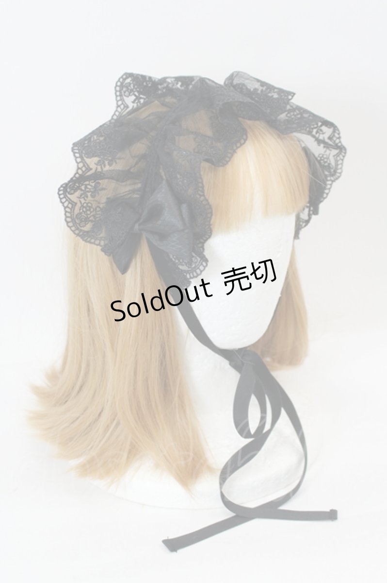 画像2: ATELIER PIERROT / レースリボンヘッドドレス  黒 I-26-08-03-124-EL-ZA-TE-ZI (2)