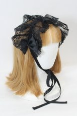 画像2: ATELIER PIERROT / レースリボンヘッドドレス  黒 I-26-08-03-124-EL-ZA-TE-ZI (2)