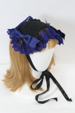 画像2: Moi-meme-Moitie / クロスアーチレースツイルヘッドドレス  黒×青 I-26-08-03-126-MO-AC-TE-ZI (2)