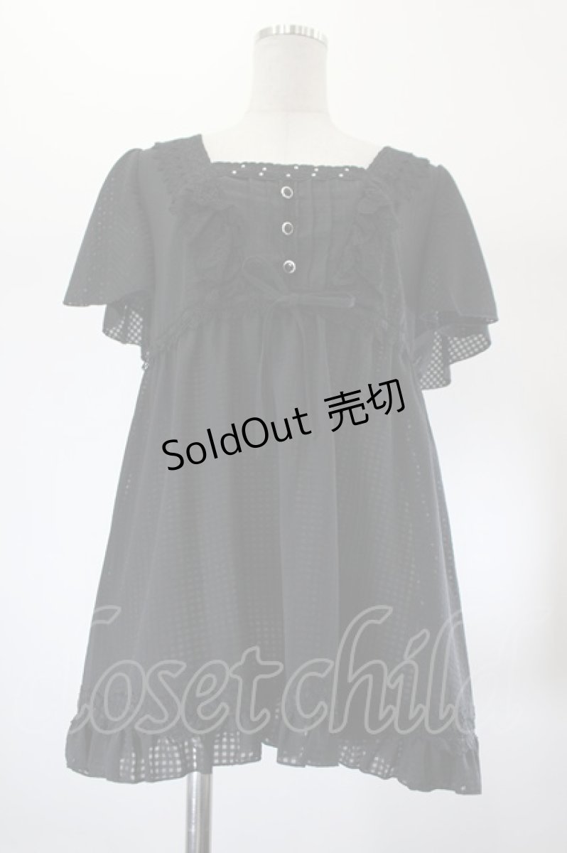 画像1: axes femme / フェミニンレースAラインブラウス M ブラック I-26-08-06-004-AX-BL-SA-ZI (1)
