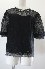 画像1: axes femme / ビーズビスチェ切替レースプルオーバー  黒 I-26-08-06-035-AX-TO-TE-ZI (1)