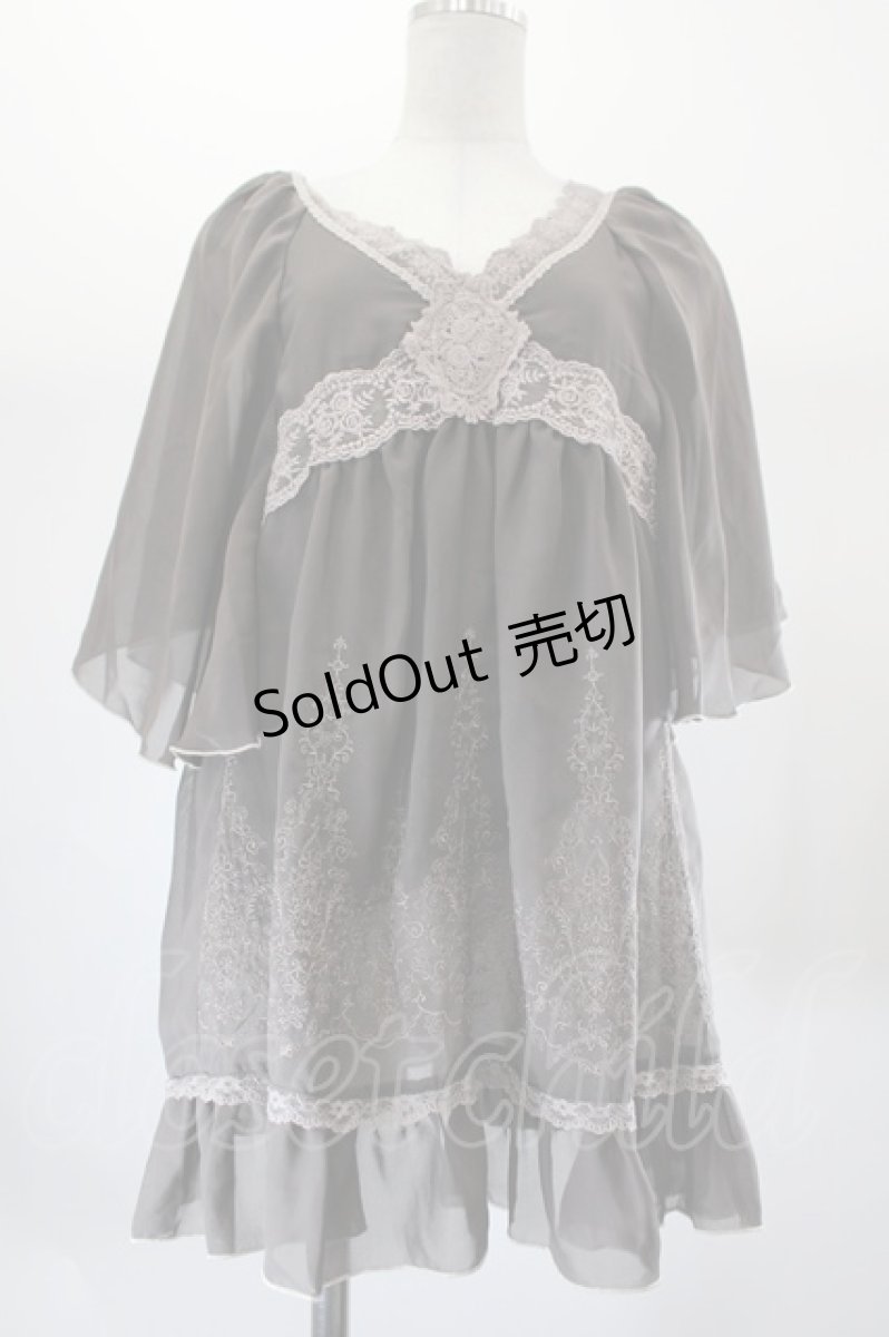 画像1: axes femme / ラッフルスリーブシフォンチュニック M ブラウン I-26-08-06-036-AX-TO-SA-ZI (1)