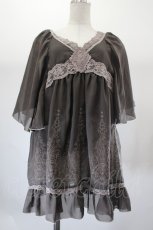 画像1: axes femme / ラッフルスリーブシフォンチュニック M ブラウン I-26-08-06-036-AX-TO-SA-ZI (1)