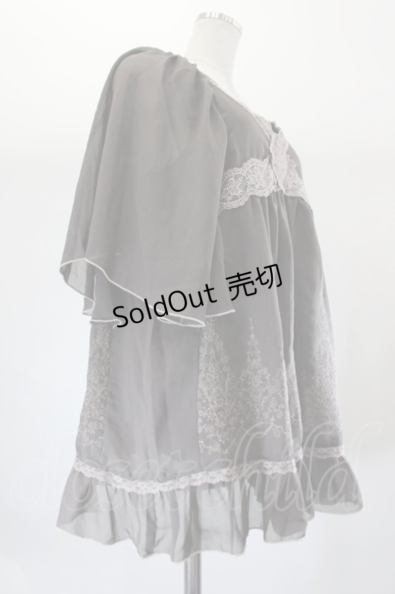 画像3: axes femme / ラッフルスリーブシフォンチュニック M ブラウン I-26-08-06-036-AX-TO-SA-ZI (3)
