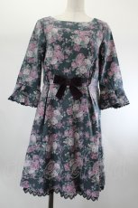 画像1: axes femme POETIQUE / ローズ起毛ワンピース M グリーン I-26-08-06-064-AX-OP-SA-ZI (1)