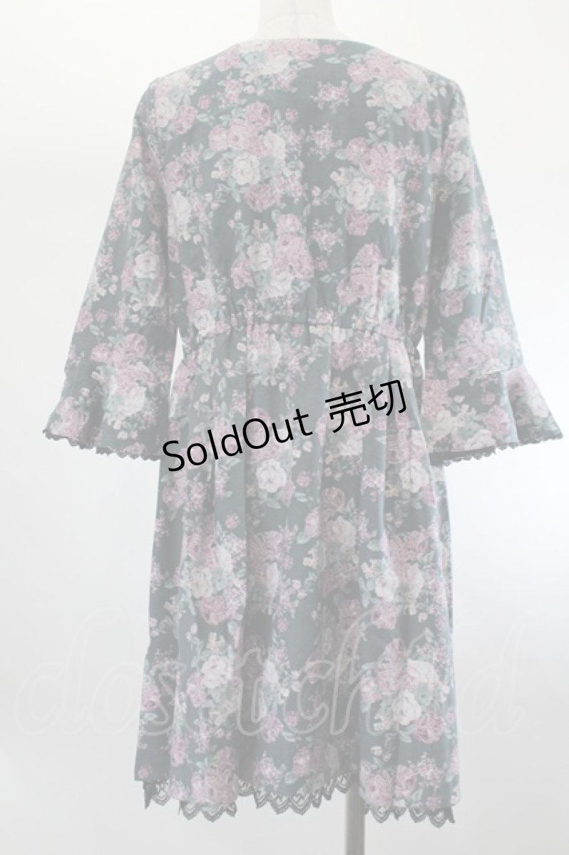 画像2: axes femme POETIQUE / ローズ起毛ワンピース M グリーン I-26-08-06-064-AX-OP-SA-ZI (2)