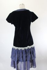 画像2: axes femme / ベロア&レース切替チュニックワンピース M ネイビー I-26-08-06-067-AX-OP-SA-ZI (2)
