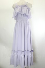 画像2: axes femme POETIQUE / オフショルフリルロングワンピース  ラベンダー I-26-08-06-071-AX-OP-TE-ZI (2)