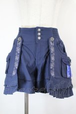 画像1: Ozz oneste / チャイナ風ポケットフラップ付ショートパンツ  ネイビー I-26-08-06-114-OO-PA-SA-ZI (1)