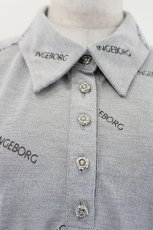 画像4: INGEBORG / ロゴ刺繍ポロシャツ  グレーＸ黒 I-26-08-07-025-LO-BL-SA-ZI (4)