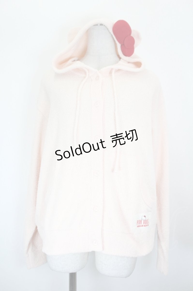 画像1: PINK HOUSE / PINK HOUSE×HELLO KITTY ネコ耳付きフードカーディガン  ピンクＸ赤 I-26-08-07-036-LO-TO-SA-ZI (1)