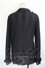 画像2: INGEBORG / フラワーモチーフ透かしニットカーディガン M 黒 I-26-08-07-038-LO-TO-SA-ZI (2)