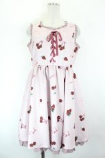画像1: Ank Rouge / CherryTeddyパフワンピース M ピンク I-26-08-07-063-CA-OP-TE-ZI (1)