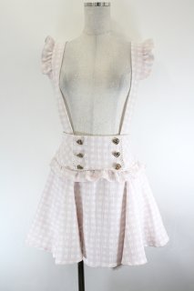 LIZ LISA / ギンガムツイードサスペンダー付スカパン 0 ピンク I-26-08