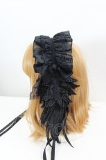 画像2: MR corset / ウィングリボンヘッドドレス  黒 I-26-08-07-114-GO-AC-TE-ZI (2)