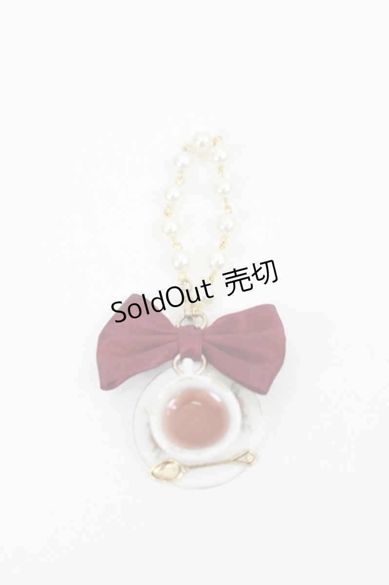 画像1: axes femme kawaii / ティーカップバッグチャーム  白ｘボルドー I-26-08-07-117-AX-AC-SA-ZI (1)