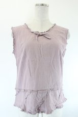 画像1: INGEBORG / 胸元リボン&裾ナナメフリルノースリーブブラウス  ピンクパープル I-26-08-07-014-LO-BL-SA-ZI (1)