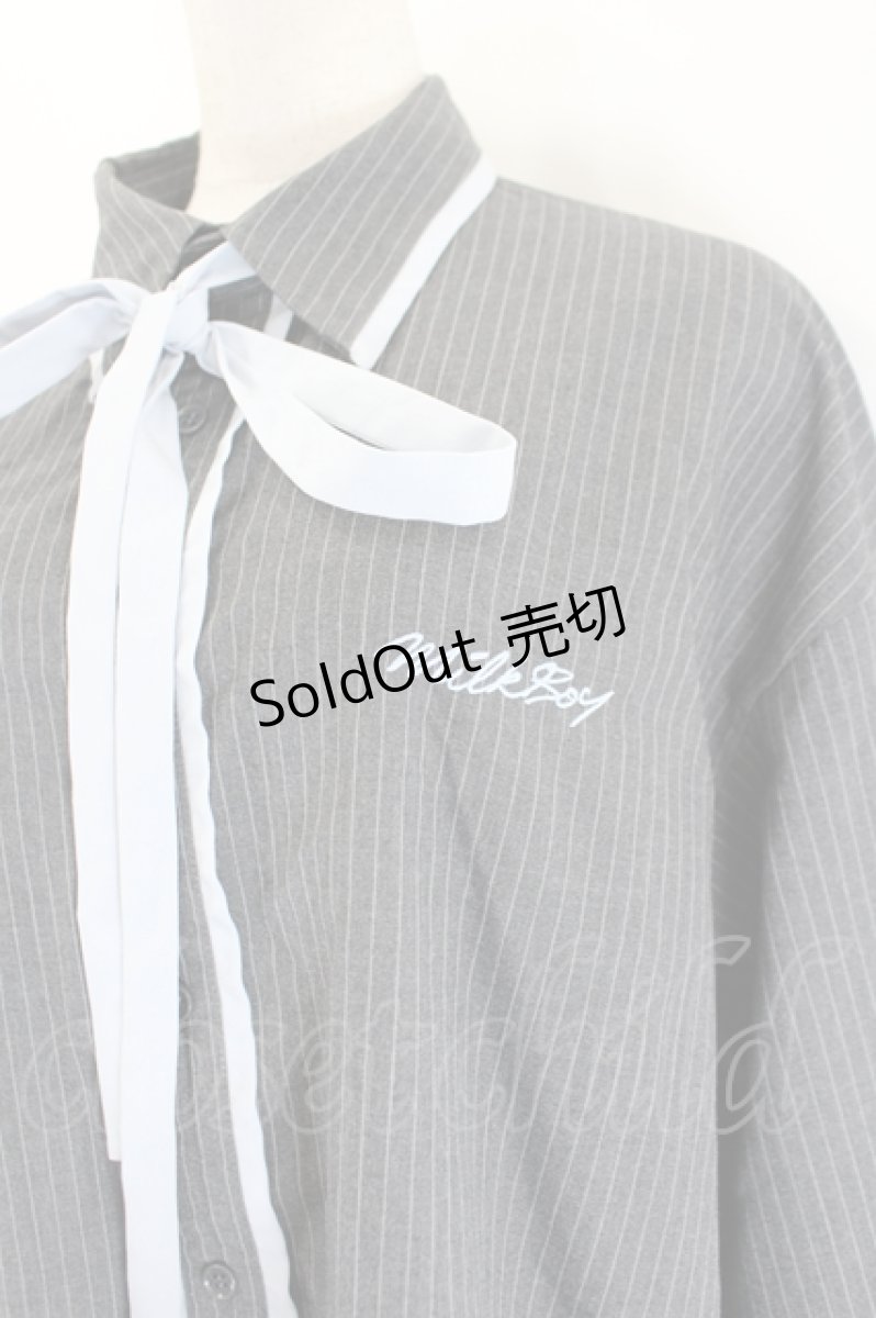 画像4: MILKBOY / PIN STRIPE SHIRTS  グレー I-26-08-09-028-MB-TS-TE-ZI (4)