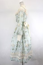 画像2: 夢見小星球 / 百合&BOOKプリントハイネックワンピース  サックスＸアイボリー I-26-08-09-033-LO-OP-SA-ZI (2)