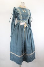画像4: 仲夏物語 / サイド刺繍長袖ワンピース S 青 I-26-08-09-037-LO-OP-SA-ZI (4)