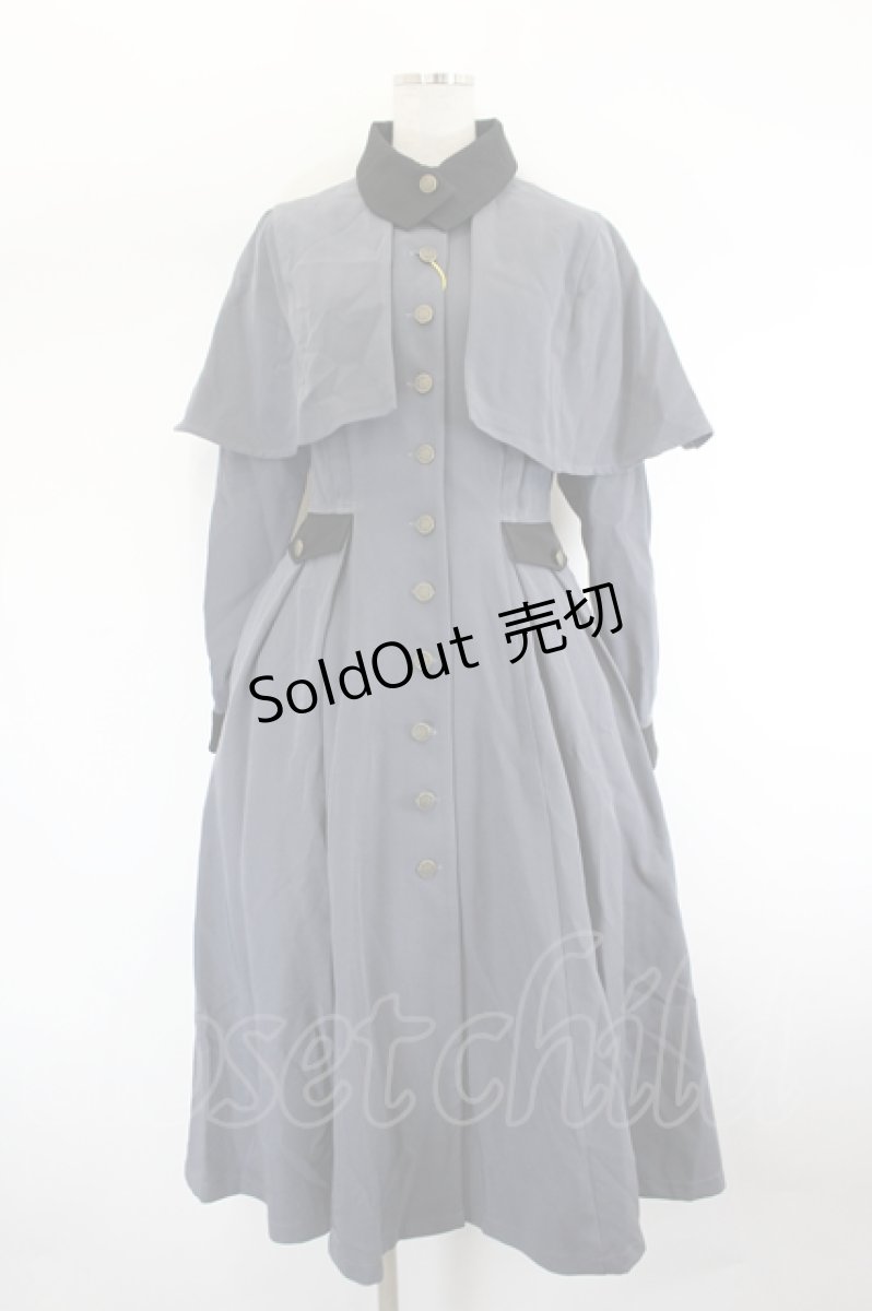 画像1: Forest Wardrobe 森林衣樹 / ケープデザイン長袖ワンピース M グレーＸ黒 I-26-08-09-040-LO-OP-SA-ZI (1)