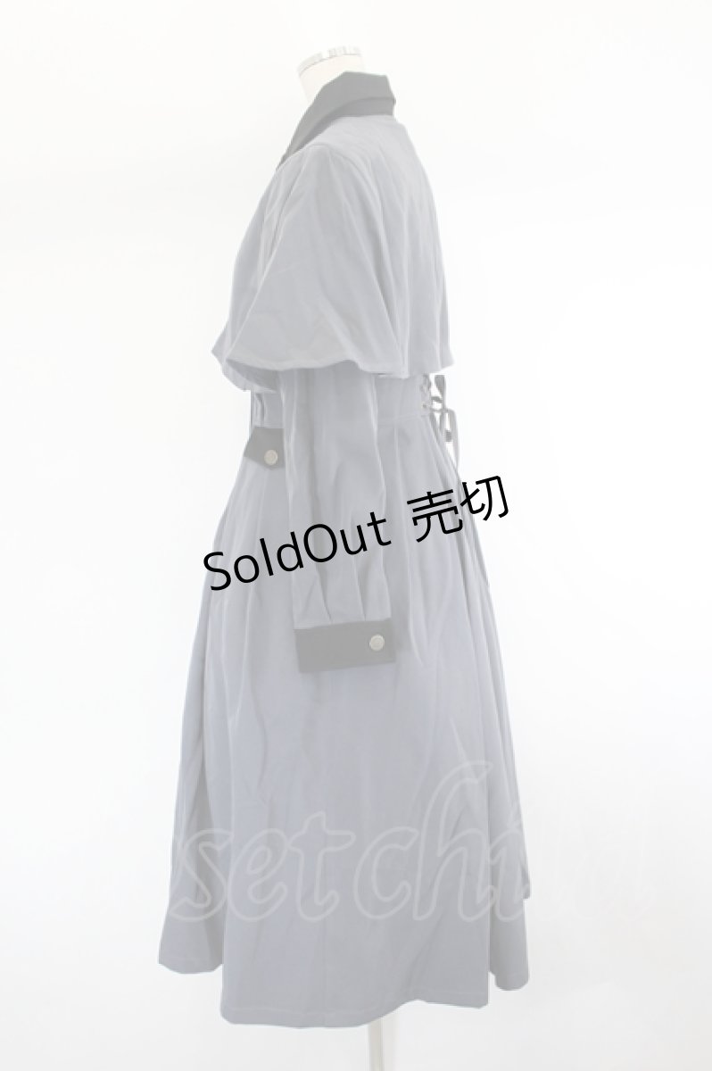画像2: Forest Wardrobe 森林衣樹 / ケープデザイン長袖ワンピース M グレーＸ黒 I-26-08-09-040-LO-OP-SA-ZI (2)
