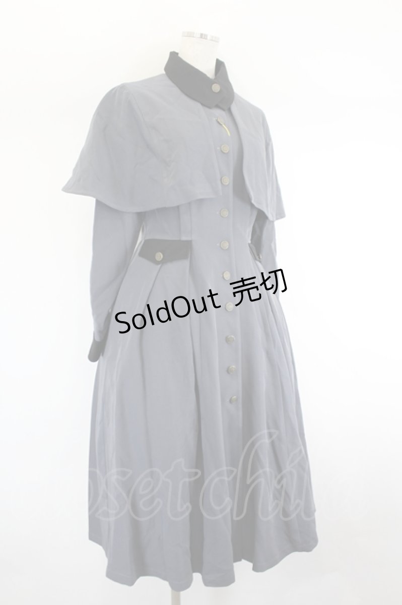 画像4: Forest Wardrobe 森林衣樹 / ケープデザイン長袖ワンピース M グレーＸ黒 I-26-08-09-040-LO-OP-SA-ZI (4)