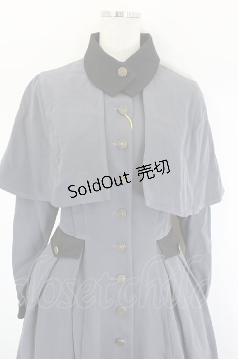 画像5: Forest Wardrobe 森林衣樹 / ケープデザイン長袖ワンピース M グレーＸ黒 I-26-08-09-040-LO-OP-SA-ZI (5)