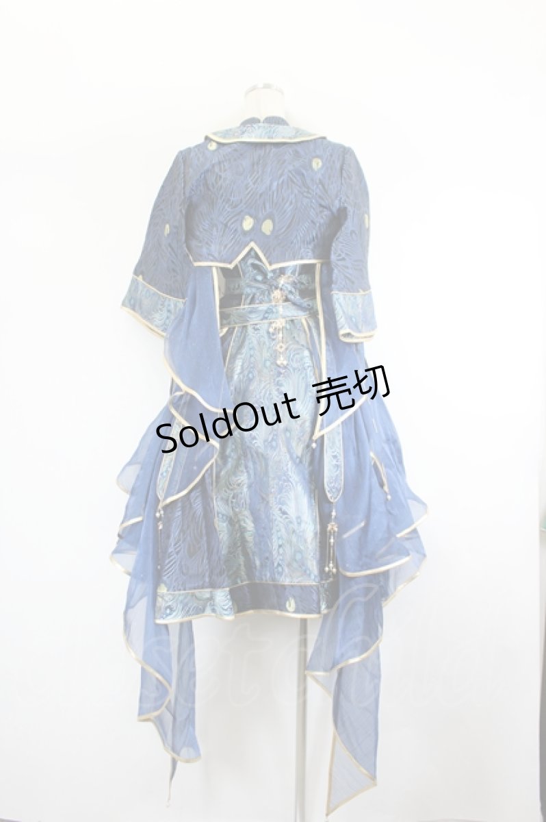 画像3: DOIRS NIGHT / 孔雀プリントワンピースセット  青 I-26-08-09-044-LO-OP-SA-ZI (3)