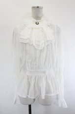 画像1: Forest Wardrobe 森林衣樹 / フリルジャボ付きハイネックフリルブラウス  白 I-26-08-09-007-LO-BL-SA-ZI (1)