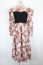 画像1: axes femme / グラデーションローズ柄ワンピース  ブラウンＸ黒 I-26-08-09-071-AX-OP-SA-ZI (1)