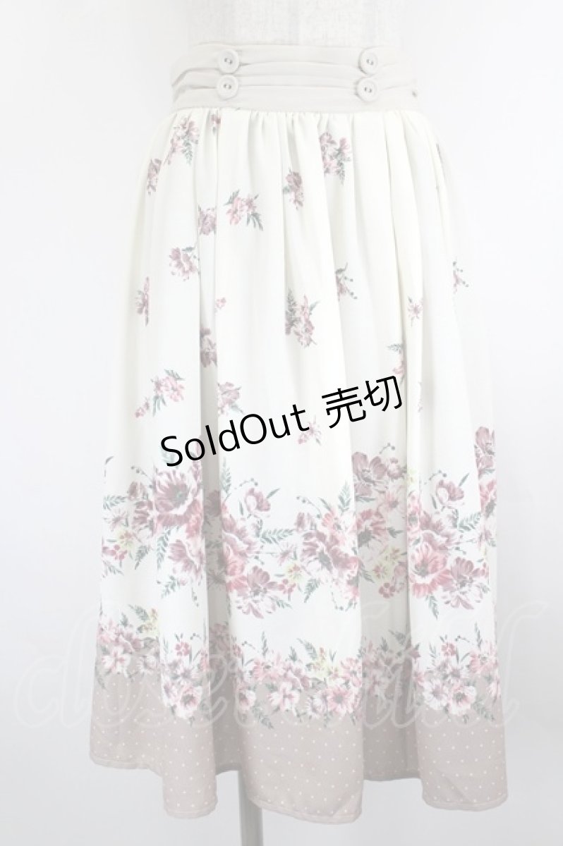 画像1: axes femme / 花柄×ドットスカート  白Ｘピンク I-26-08-09-076-AX-SK-SA-ZI (1)
