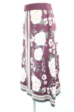 画像2: axes femme Nostalgic / ローズ柄ニットスカート  ボルドーＸベージュ I-26-08-09-084-LO-SK-SA-ZI (2)