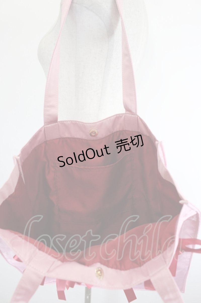画像3: Maison de FLEUR / リボンサテンスクエアトートバッグ  ピンク I-26-08-09-115-LO-BG-TE-ZI (3)