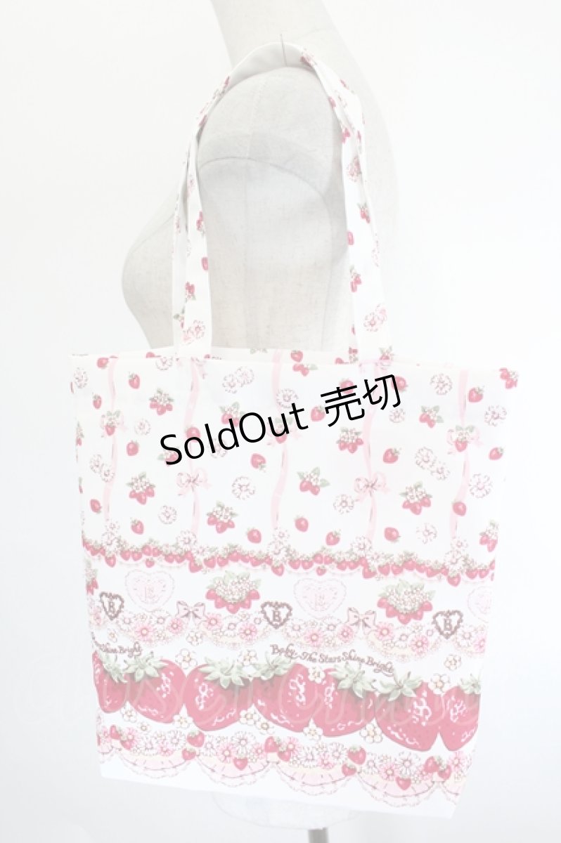 画像2: BABY,THE STARS SHINE BRIGHT / Juicy Strawberry Memory柄トートBag  白 I-26-08-09-117-BA-BG-TE-ZT0905K (2)