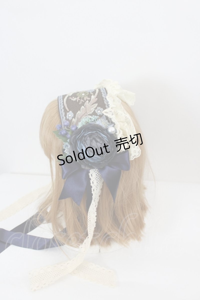 画像2: Anges et Demons / ローズリボン刺繍ヘッドドレス  青Ｘブラウン I-26-08-09-124-GO-AC-SA-ZI (2)