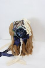 画像2: Anges et Demons / ローズリボン刺繍ヘッドドレス  青Ｘブラウン I-26-08-09-124-GO-AC-SA-ZI (2)