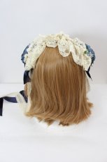画像3: Anges et Demons / ローズリボン刺繍ヘッドドレス  青Ｘブラウン I-26-08-09-124-GO-AC-SA-ZI (3)
