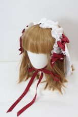 画像1: BABY,THE STARS SHINE BRIGHT / うさくみゃちゃんのうさみみヘッドドレス  白×エンジ I-26-08-09-126-BA-AC-TE-ZI (1)